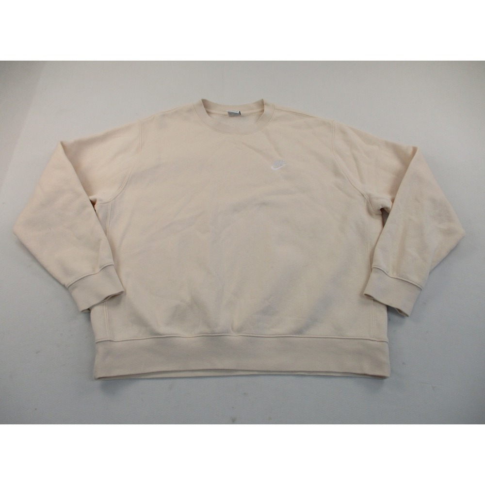 Nike Sweatshirt Mens XL Light Pink Relaxed Fit Swoosh Fleece Crewneck
